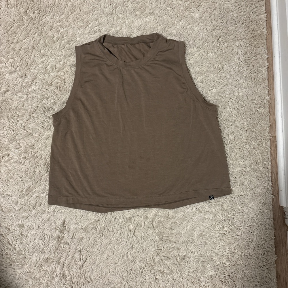 Casual Brown Sleeveless Muscle Tee